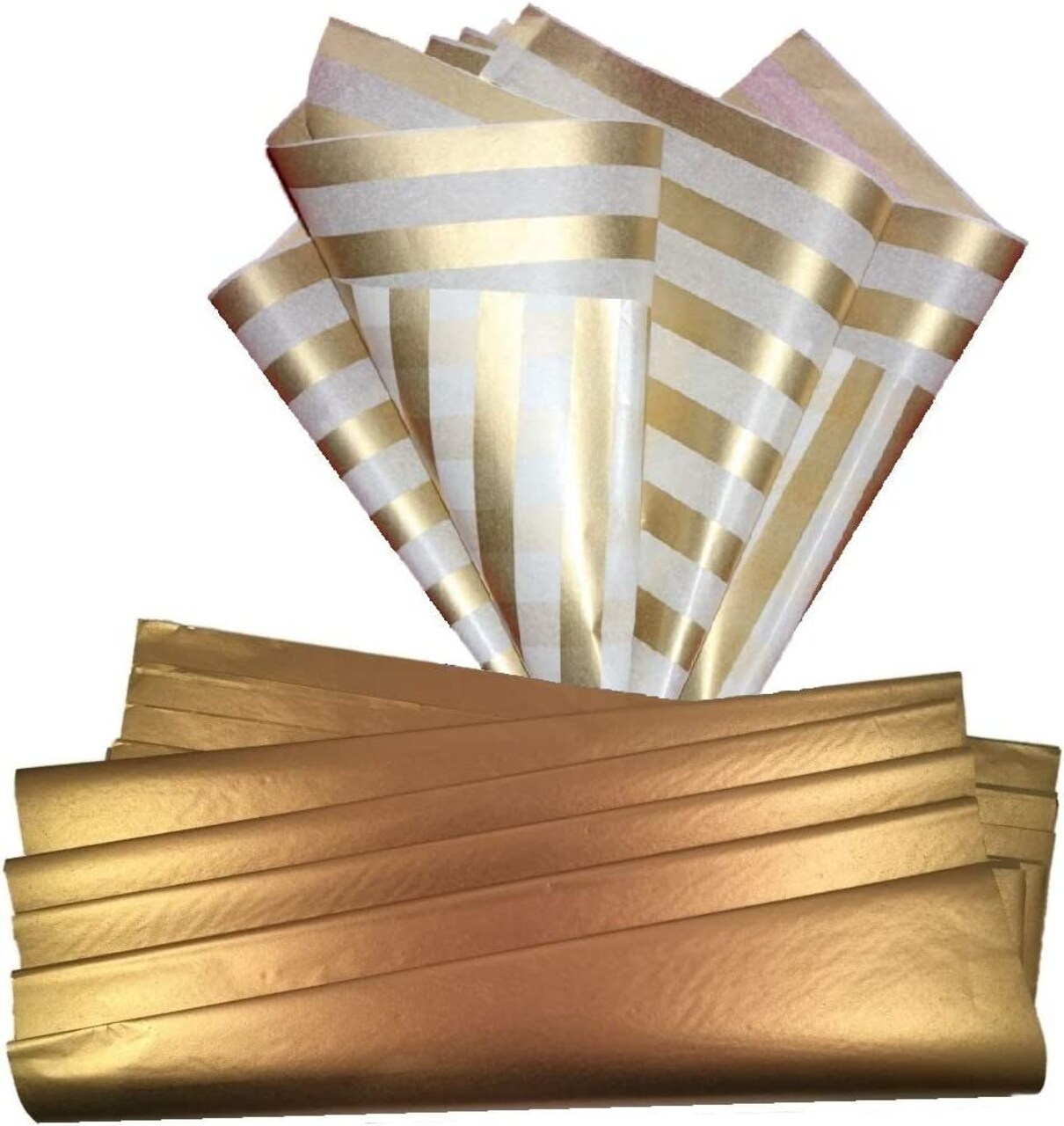 Gift Wrapping Tissue Paper - Gift Wrap for Birthdays, DIY Crafts, & Christmas - 50 Sheets Bulk Tissue Paper for Gift Bags - Lightweight & Easy to Shape - Gold Stripes (15 X 20 Inches)